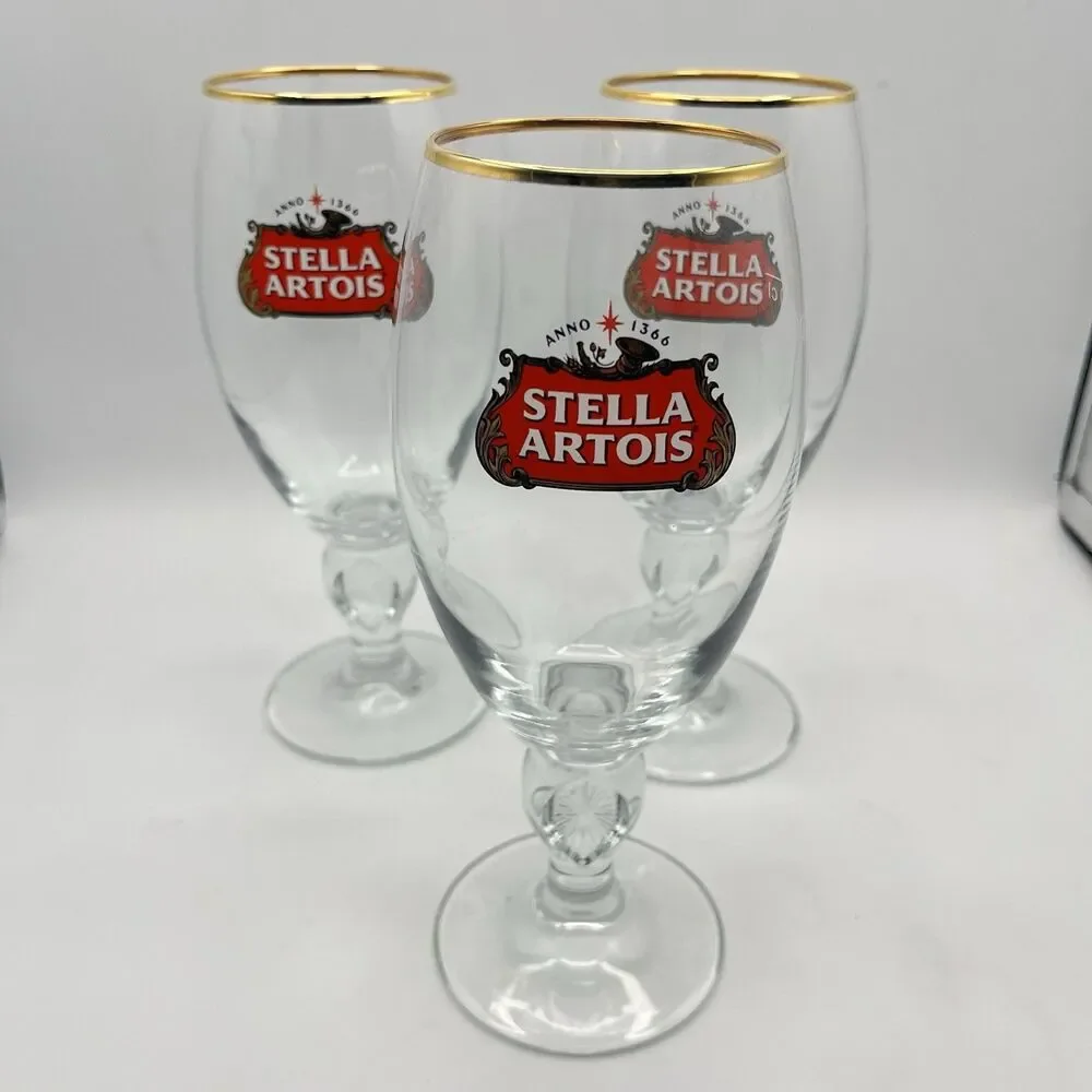 14 oz Stella Artois Belgium crystal mug beer glass 40 cl Lot of 3